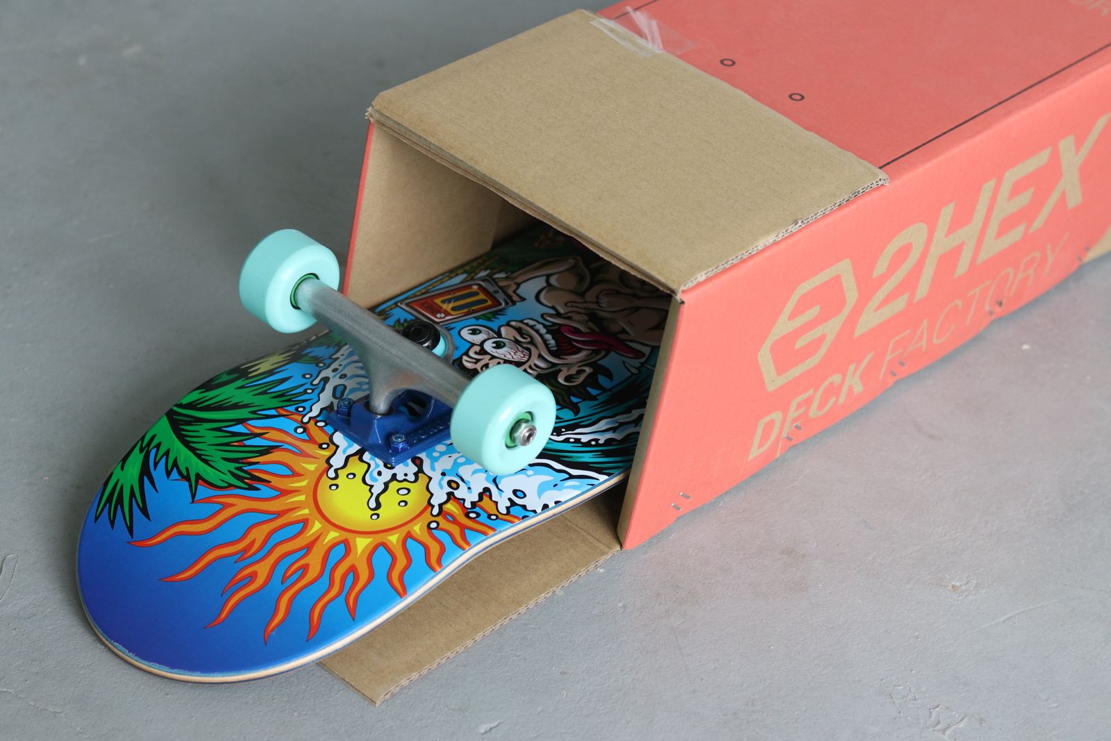 2HEX custom skateboard complete, PSStix alternative manufacturer, matched deck trucks and wheels from one supplier