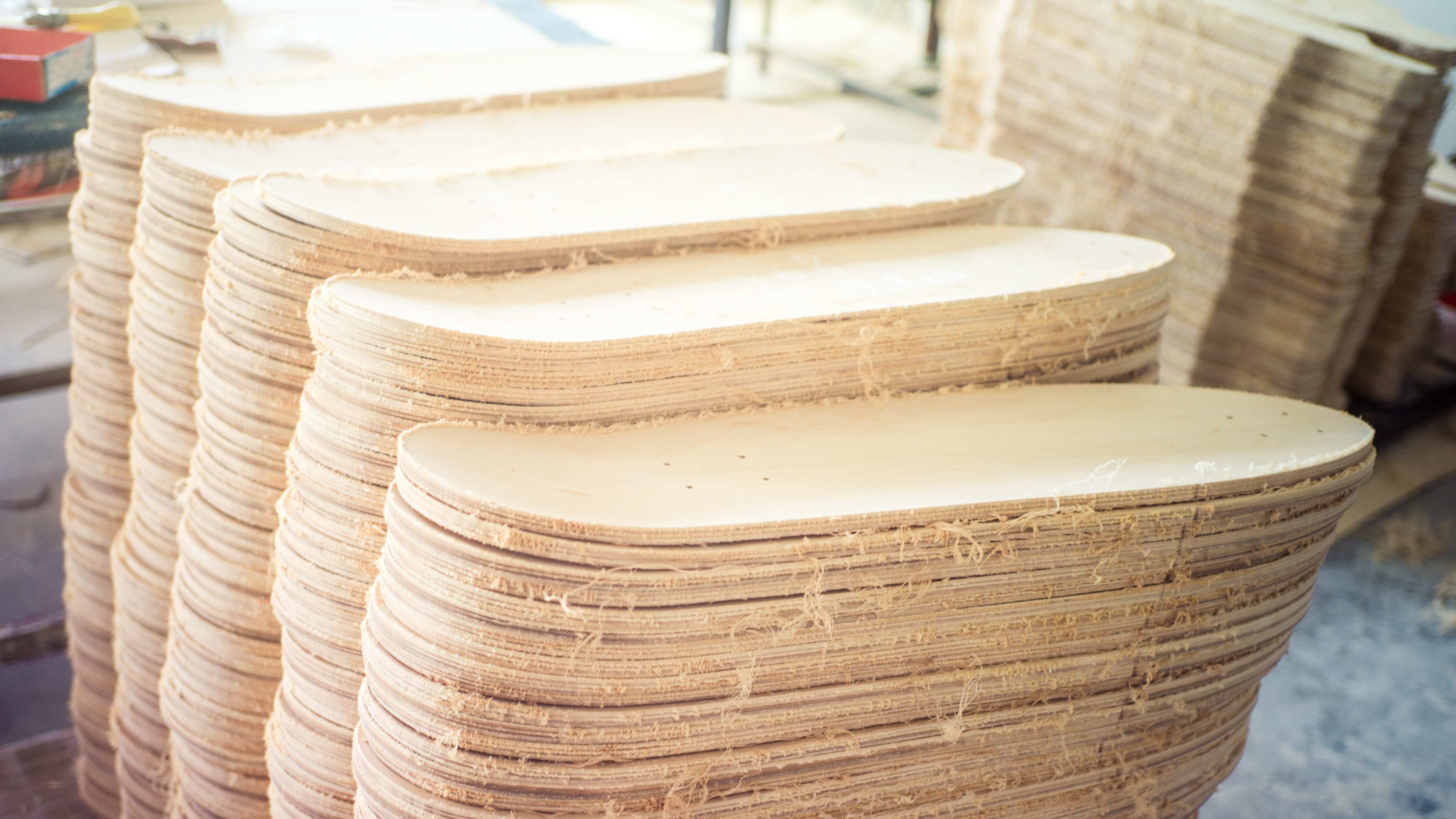Cruiser decks after cutting and before routing the edge and sanding the deck