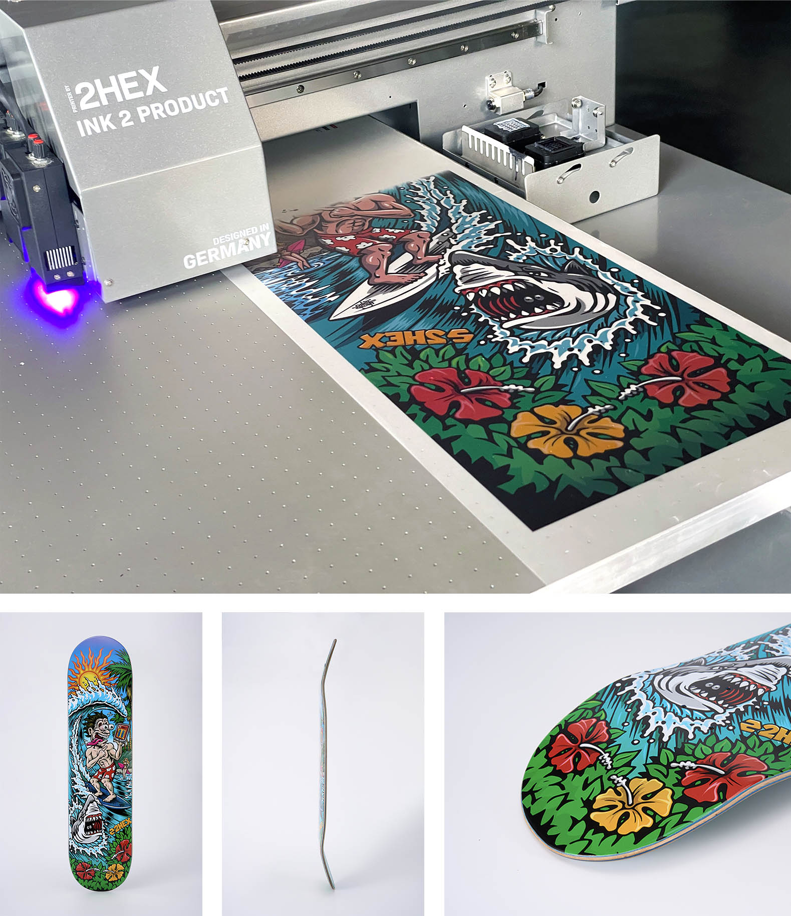 Photo of a heat transfer paper printed on by 2HEX Ink 2 Product UV Flatbed Printer