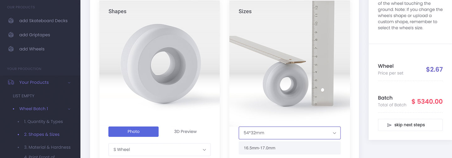 2hex skateboard wheels configurator